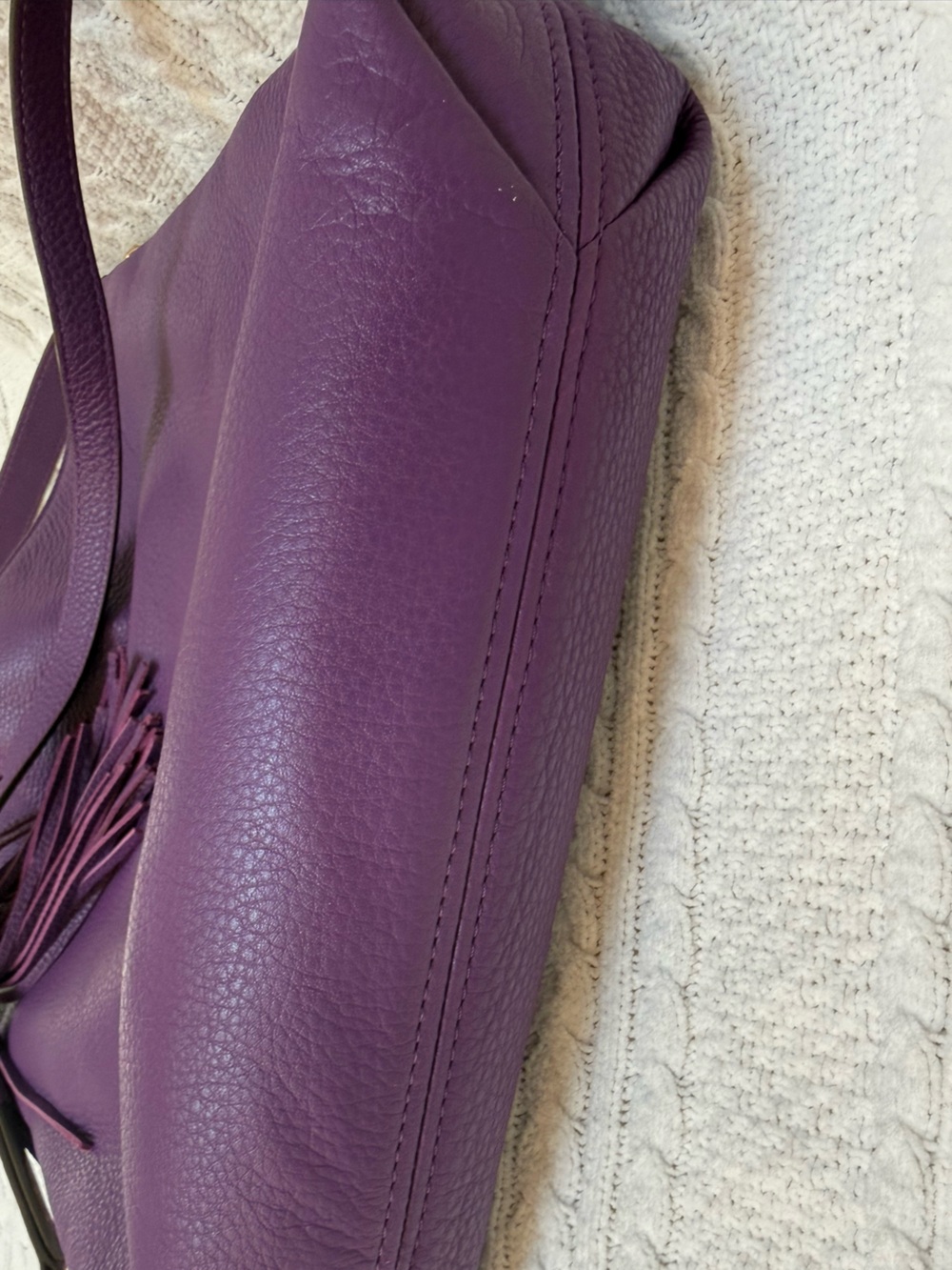 Michael Kors Plum Leather Tassel Shoulder Bag - Picture 10 of 10